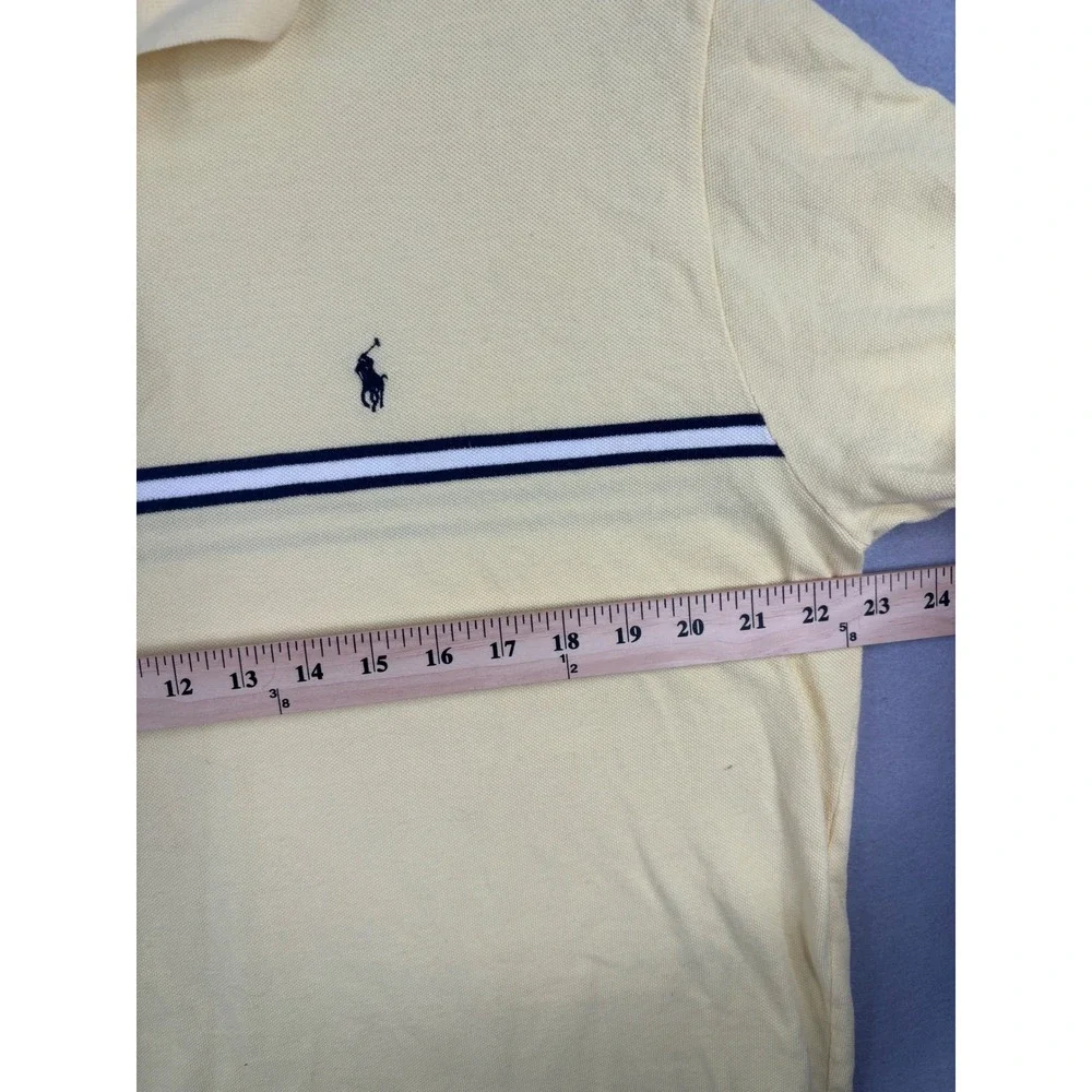 Polo Ralph Lauren Mens XL Yellow Striped Short Sleeve Cotton Pique Polo Shirt